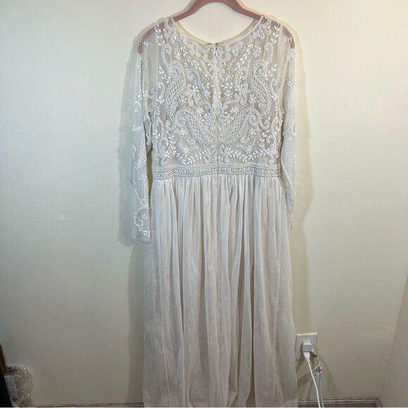 BHLDN Anthropologie Sinclair Beaded Long Sleeve Wedding Dress 14 - Picture 10 of 16